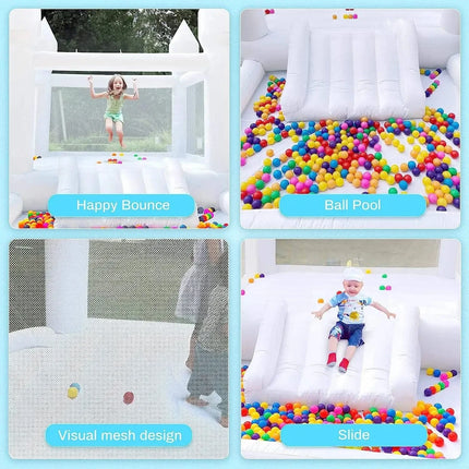 4m Inflatable Bounce House White Jumping Castle With Ball Pool Slide Children Birthday Party Decoration Gift Bouncy Castle