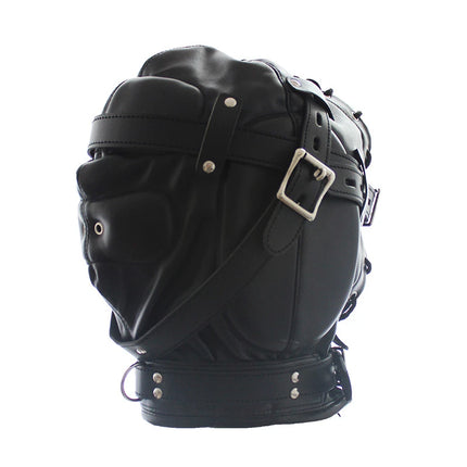 BDSM Bondage Fetish Sex Mask Sexy Headgear Closed Blindfold Leather Restraint Hood Mask Erotic Games Sex Toys for Couples