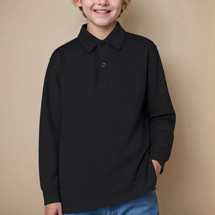 2-17 Y Boys POLO Shirt Teenagers Long Sleeve T-Shirt Children's Cotton School Girls Lapel Tops Solid Color Shirts Kids Clothes