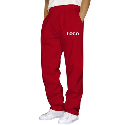 Customized Straight Leg Sweatpants Men Autumn Winter Personality Printed Thicken Jogger Pants Pocket Trousers Streetwear S - 5XL