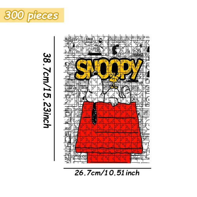 Snoopy on Red Doghouse with Woodstock Vintage Comic Strip Style Wooden Jigsaw Puzzle 108/200/300/500/1000pcs Color Box