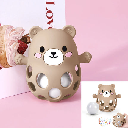 TYRY.HU 1PC Ringing Bell Baby Teether Glove Cute Bear Shape Teether Toy Silicone Care Molar Anti-eating Hand Baby Education Toy