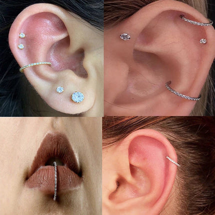1/10PCS G23 Titanium ASTM F136 Pierced Set Hoop Nose Ring Earring Wome Jewelry Nasal Septum Cartilage Hinge Pitch Nose Ring Lip