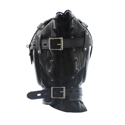 BDSM Bondage Fetish Sex Mask Sexy Headgear Closed Blindfold Leather Restraint Hood Mask Erotic Games Sex Toys for Couples