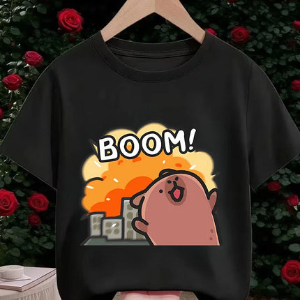 Kids Capybara Cute Kawaii T Shirt Summer Boys Girls Cartoon Crew Neck Fashion Street Casual Clothing 3 14Y