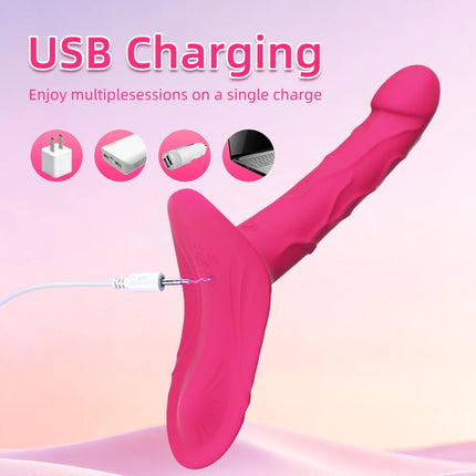 Strap-On Vibrating Dildo Adjustable Harness Vibrator with 10 Vibration Modes Wearable Harness Sex Toy for Female Couple Lesbians