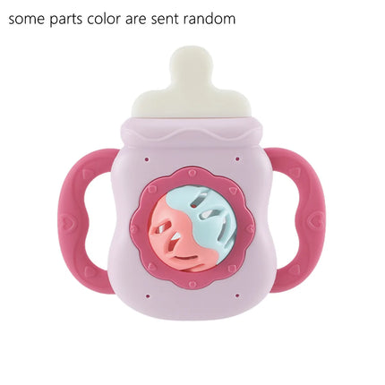 Baby Rattle Toy Milk Nursing Bottle Shaped Hand Bell Can Be Grabbed And Bitten Teether Newborn Can Bite Teether Newborn Gift