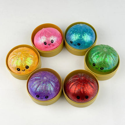 In Stock Glitter Dumpling Glitter Dumpling Squishy Blind Box Dumplings Sensory Squeeze Toy for Stress Relief Desktop Decoration
