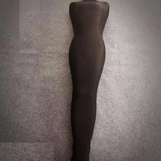 Super Tight Oil Shiny Full Body Stockings Mummy Bondage One-Piece Tights Sleepwear Pullover Oily Comfortable Sleeping Bag