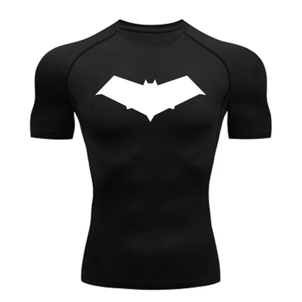 Summer Casual Run Compression T-Shirt Men Tops Bat Print Quick-Dry Fitness Gym Sportswear MMA Rashguard Jersey Workout Tee Male