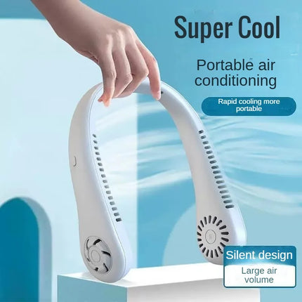 Bladeless Neck Mounted Fan 3 Speed, Rechargeable Mini Portable Air Cooler, Long Lasting Summer Outdoor Sports Cooling Neck Fan