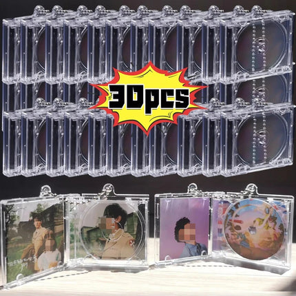 1/30Pcs Blank Album Mini CD Case Keychain DIY Peripheral Commemorative Keyring for Car Backpack Key Pendant Hanging Decoration