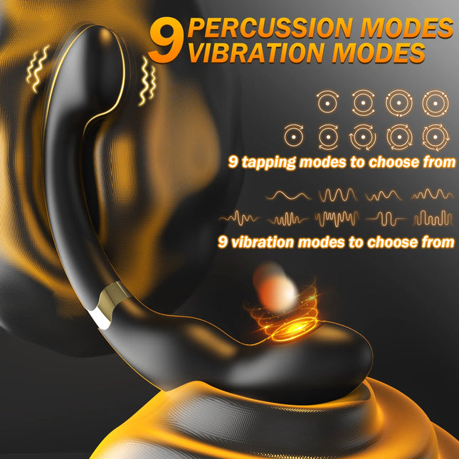 Male Anal Sex Toys Prostate Massager Vibrator for Men Gay Tapping Vibrating Curved Anal Dildo Butt Plug for Men Women Couples