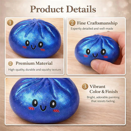 2027Glitter Dumpling Glitter Dumpling Squishy with Box Dumplings Sensory Squeeze Toy for Stress Relief