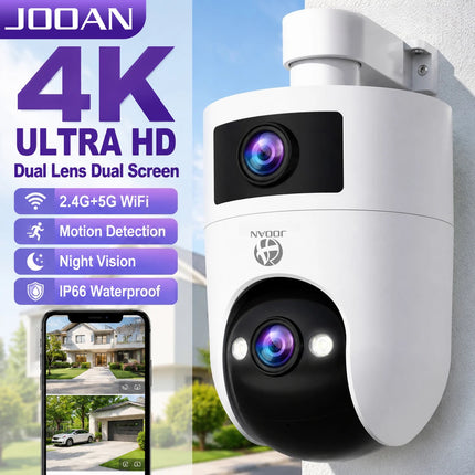 JOOAN 4K PTZ WiFi Camera Outdoor Dual Lens Dual Screen Auto Tracking HD Night Vision Security Protection CCTV Surveillance