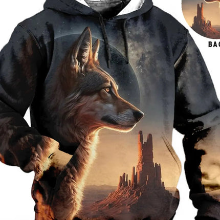 Men's Unisex Hoodie Fashion Pullover Hoodie Sweatshirt Hooded Animal Wolf Lion Dragon Tiger Print Daily 3D Print Casual Hoodies