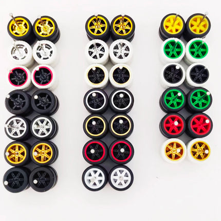 20 Sets 1/64 Wheels Rubber Tires Diameter 9.8mm 11mm 14mm 17mm for Matchbox/Domeka/HW 1:64 Diecast Alloy Car Models