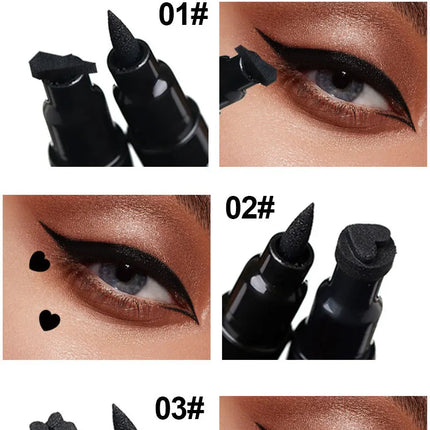 Dragon Ranee 5PCS Waterproof Eyeliner Stamp Pen Set Black Liquid Star Quick Dry Double Headed Eye Liner Makeup Cosmetics