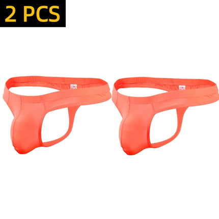 1/2/3 PCS Men Solid G Strings Thong Underwear Ice Silk Sissy Tanga Hombre Jockstrap Penise Bag Breathable Thin Men Underwear