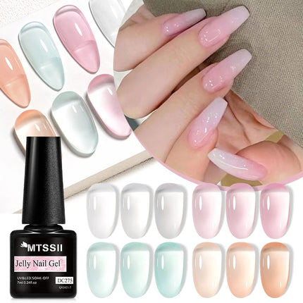 Jelly Gel Nail Polish Sheer Translucent Semi Permanent Soak Off UV Gel Varnish For Summer Nails Manicure Nail Supplies DIY Decor