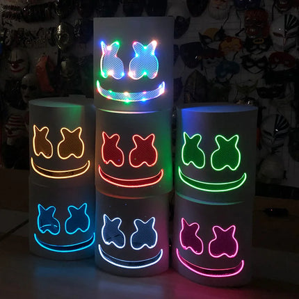 Hot sale Luminous Head Cover luminous DJ Marshmello mask Glowing Cosplay Headgear for Neon Night Club Music Rave Props