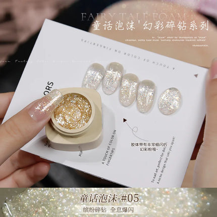 Colorful Nail Gel Holographic Opal Glitter Polish Multi-Color Sparkle Gel for Nail Art Professional Salon Gel with Diamond Shine