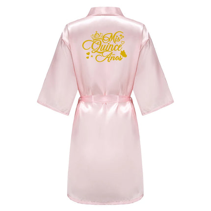 Mis Quince Años Quinceañera Robe Birthday Party Bathrobe Elegant Girls Celebration Gown for 15th Anniversary Ceremony
