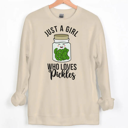 Fun Pickle Print Sweatshirt "Just A Girl Who Loves Pickles/Tickle My Pickle" Crewneck Streetwear Women Men Couple Y2K Pullover