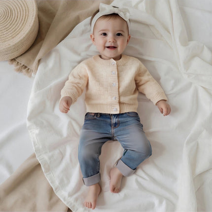 Kids Fall Knit Cardigan Long Sleeve Solid Color Button Down Warm Winter Sweater for Girls Boys