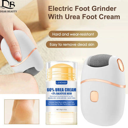 Electric Foot Grinder With 40g Urea Foot Cream Softening Dry Cracked Heel Dead Skin Callus Remover Feet Scrubber Pedicure Tools