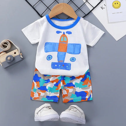 Boutique Clothing New Children's Short-sleeved Shorts Suit Summer Baby Boys Girls T-shirt Two-piece Set 0-1-2-3-4 Years Old