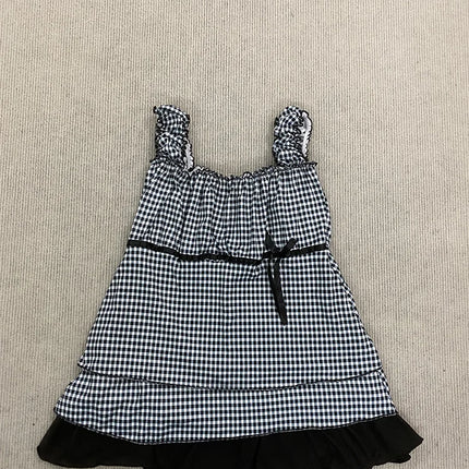 Summer Women's Sweet Gingham Ruffle Camisole Black And White Plaid Sleeveless Tank Top Y2K Aesthetic Casual Streetwear  2025 New