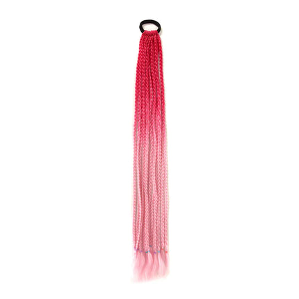 Braided Ponytail Extension Synthetic Colorful Hair Extension For Women 24inch Rainbow Hair Braids Extensions
