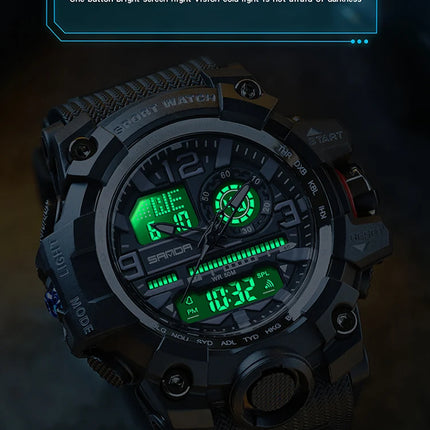 SANDA G style New Men's Watch 50M Waterproof Sports Military Quartz Watch For Male Electron Digital Wristwatch Reloj De Hombre