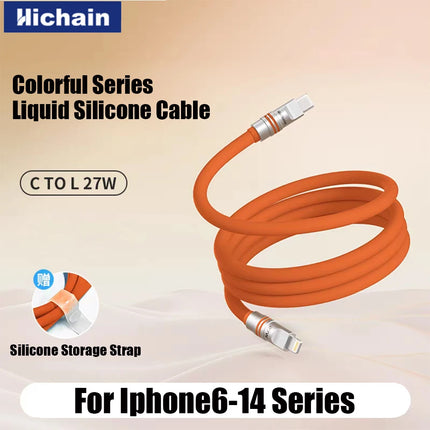 Hichain PD27W MFI USB C To Lightning Fast Charging Cable Liquid Silicone Soft Charging Cable For iphone6/7/8/9/10/11/12/13/14