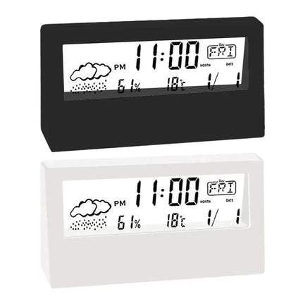 LCD Desktop Alarm Clock Transparent Calendar Weather and Digital Temperature and Humidity Display Home Appliance Smart Life