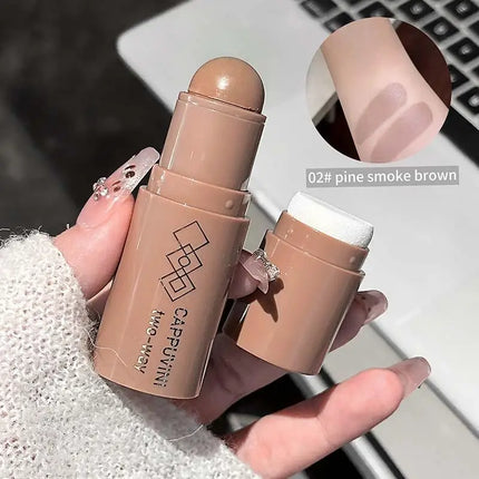 Cappuvini Natural 3D Contouring Stick with Smudge Brush Moisturizing Silky Matte Brown for Nose Shadow Makeup Contour