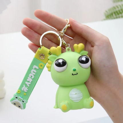 Cute Big Eyed Dragon Squishy Toy - Pop Eyes Fidget Keychain for Stress Relief Sensory Toy for Kids & Adults, Anxiety Relief Gift
