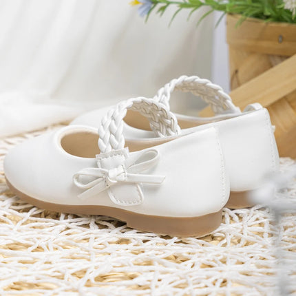 KIDSUN Fashion White Kids Girls Dress Shoes PU Leather Princess Wedding Party School Shoes Low Heel Flats for Little Big Kids