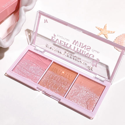 Secret Garden three-color blush eye shadow almond milk tea nude makeup natural color enhancement long-lasting powder