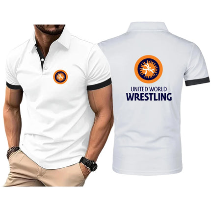 United World Wrestling UWW 2025 New Men's Polo Shirt Summer Lapel Short Sleeve Casual Breathable Light Luxury Cool T-Shirt