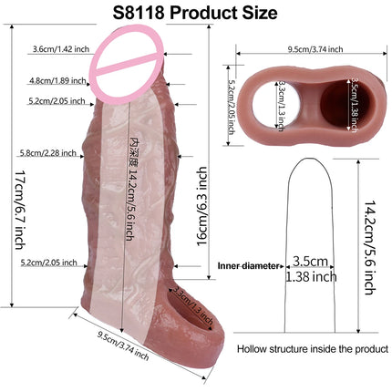 ORALSX Remote Control Vibration Penis Extension Cock Sleeve Silicone Reusable Condom For Men Sex Toys Penis Enlargement Adult 18