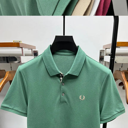 2025 Men's Embroidered Casual Polo Luxury Clothing High-Quality Brand 2024 Cotton Lapel Short Sleeved Summer 100%