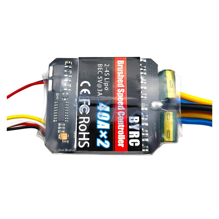 1PC Dual Way Bidirectional Brushed Electric Speed Controller 40A x 2 Mixed Control ESC 6-15V for RC Tank/Speed Difference Boat