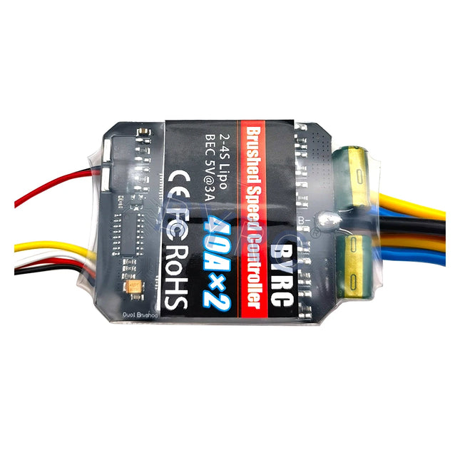 1PC Dual Way Bidirectional Brushed Electric Speed Controller 40A x 2 Mixed Control ESC 6-15V for RC Tank/Speed Difference Boat