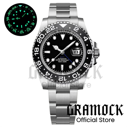Black Purple GMT Automatic Men Watches 40mm SEA Mechanical Wristwatch Sapphire Glass Polished Strap Steel Diving NH34A Movement