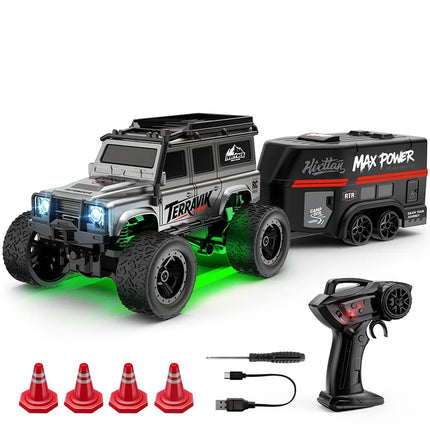 1: 64 Mini Climbing Remote Control Car With Trailer Full Scale Off-road Vehicle Children Toy Model Christmas Gift