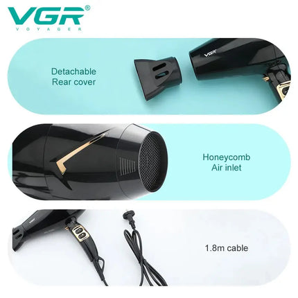 VGR convenient hair dryer high-power hair salon household hair dryer cold hot air negative ion quick drying hair dryer V-423