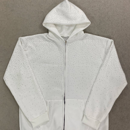 Gothic Rhinestone Inlaid Hoodie Solid Color Oversized Casual Jacket Trendy BF Style Fashion for Men And Women