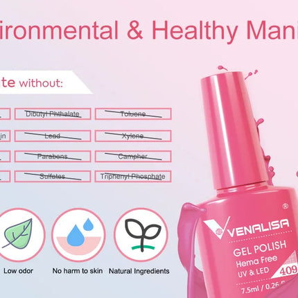 7.5ml Venalisa Nail Gel Polish HEMA FREE TPO FREE Full Coverage Semi Permanent Soak Off UV LED Gel Nail Polish Gel Varnish